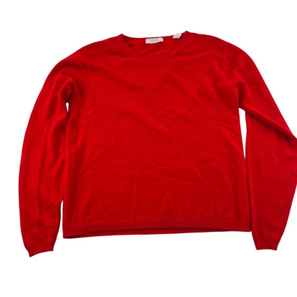 Lord & Taylor Red V-Neck Cashmere Sweater Women’s size Small pullover - Picture 1 of 6
